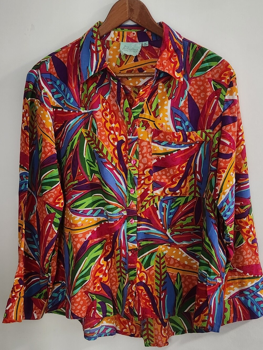 true destinations resort wear Blouse Tropical Print Size Medium